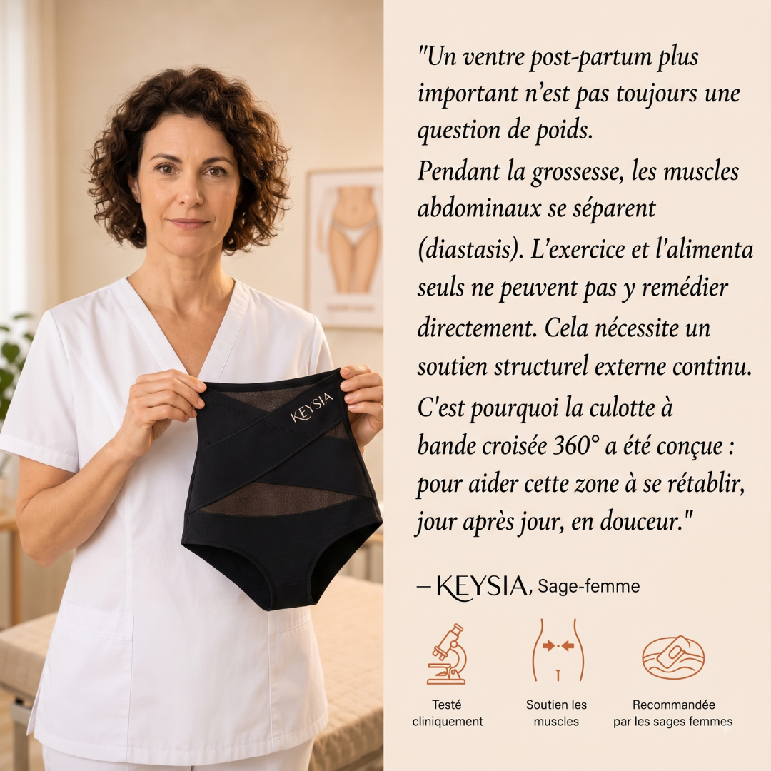Culotte gainante post-partum à bande croisée 360°