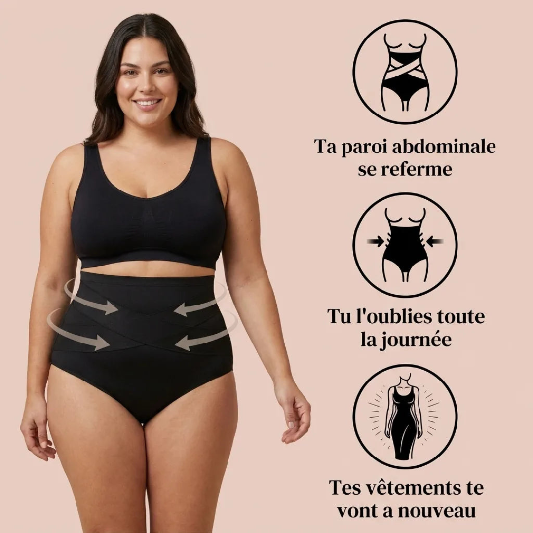 Culotte gainante post-partum à bande croisée 360°